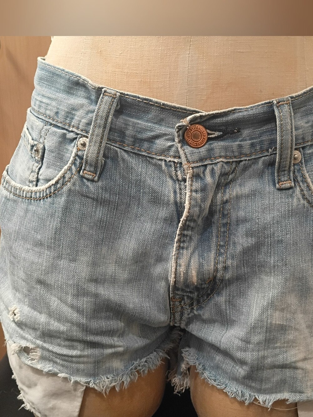 Levi's Light Blue Distressed Denim Cutoff Shorts